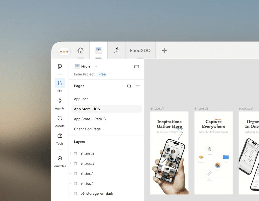 Figgy windowed chrome with tabs and sidebar